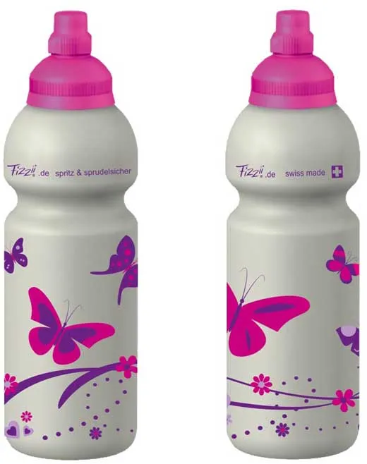 FIZZII Trinkflasche Plastik 600ml Schmetterling (Swiss made) Auslaufsicher