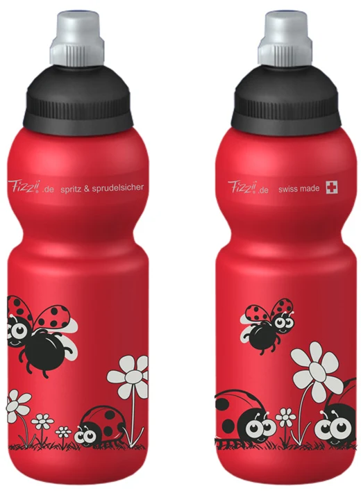 FIZZII Trinkflasche Plastik 330ml Marienkäfer (Swiss made) Auslaufsicher