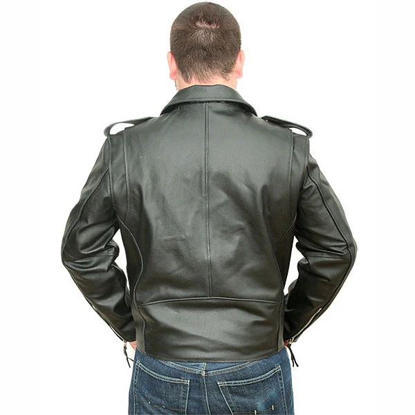 Jafrum Black Classic Motorcycle Leather Biker Jacket