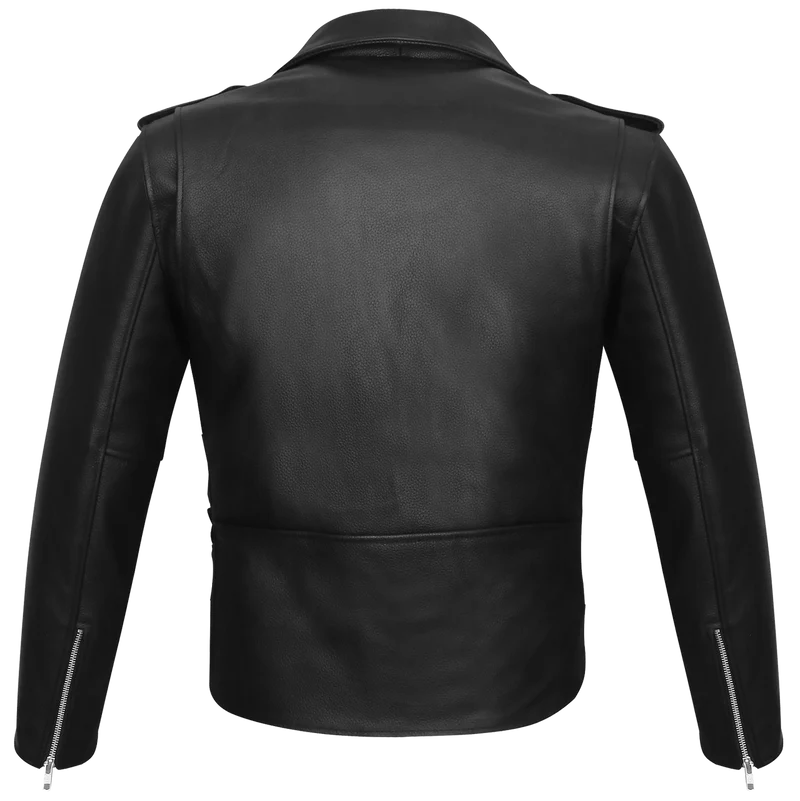 Jafrum Black Classic Motorcycle Leather Biker Jacket