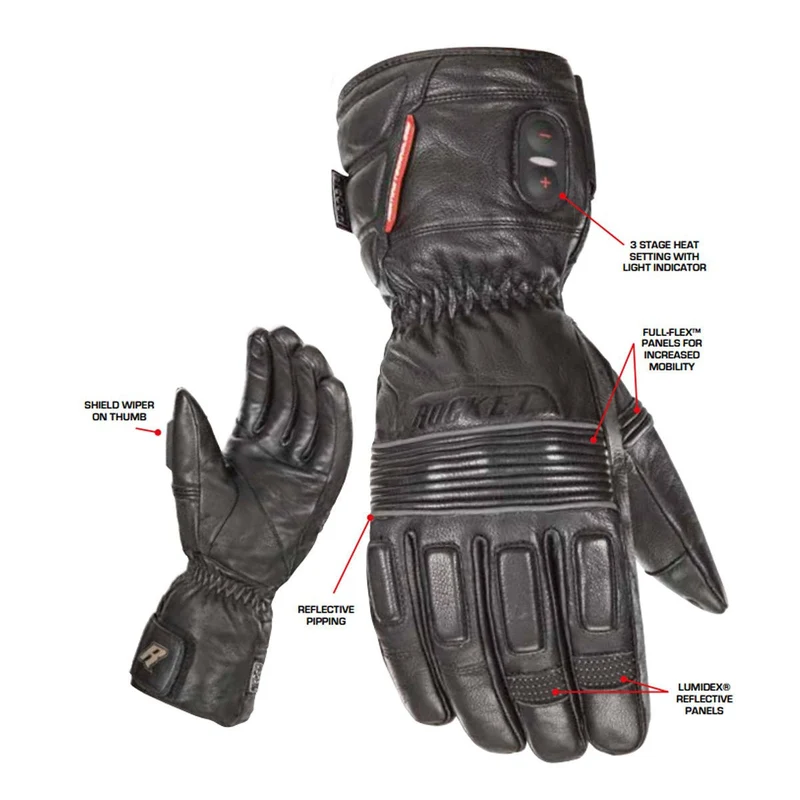 Joe Rocket Rocket Burner Heated Men's Leather Motorcycle Gloves