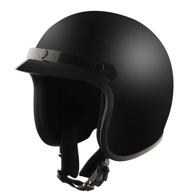 Detour Helmets D.O.T. Flat Black 3/4 Helmet for Motorcycle Riders with Visor