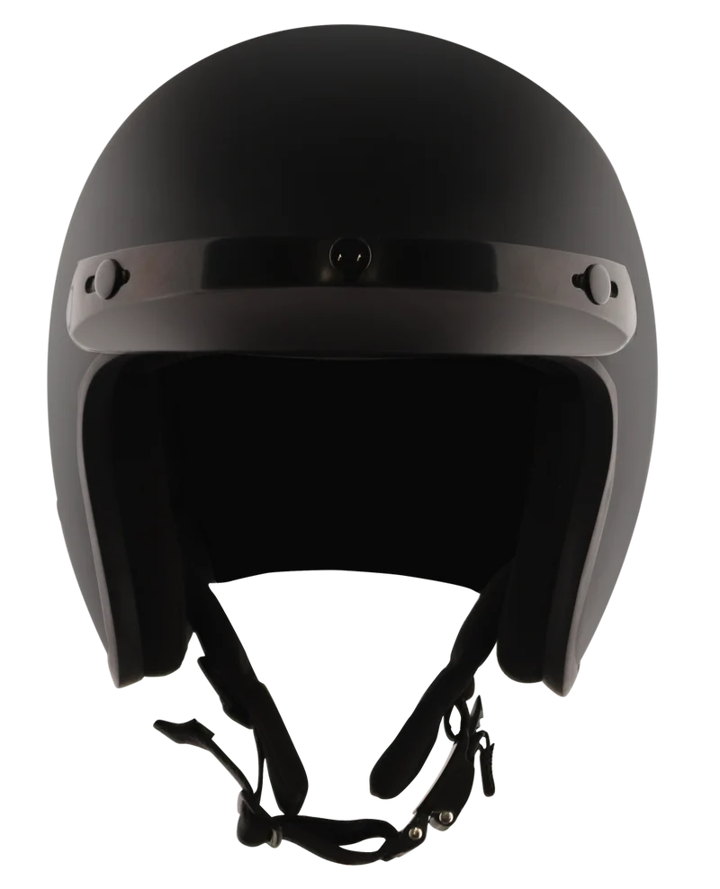 Detour Helmets D.O.T. Flat Black 3/4 Helmet for Motorcycle Riders with Visor