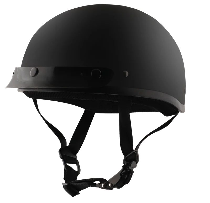 Detour Helmets D.O.T. Flat Black Half Helmet for Motorcycle Riders with Visor