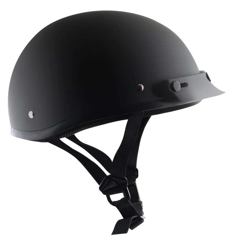 Detour Helmets D.O.T. Flat Black Half Helmet for Motorcycle Riders with Visor