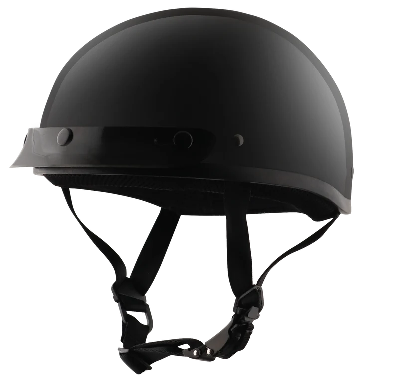 Detour Helmets D.O.T. Gloss Black Half Helmet for Motorcycle Riders with Visor