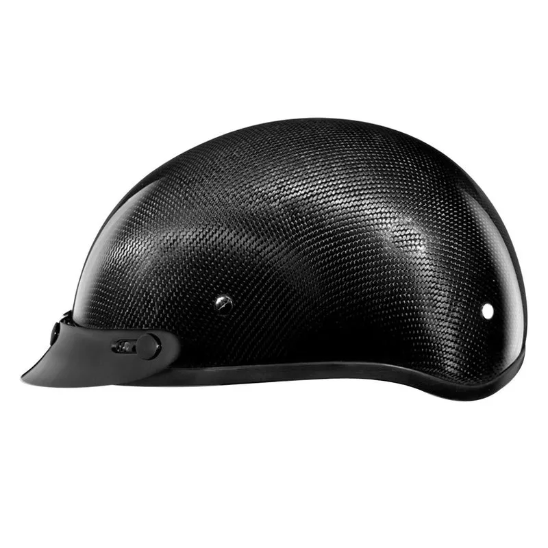 Daytona Skull Cap Carbon Fiber Half Helmet with Peak Visor
