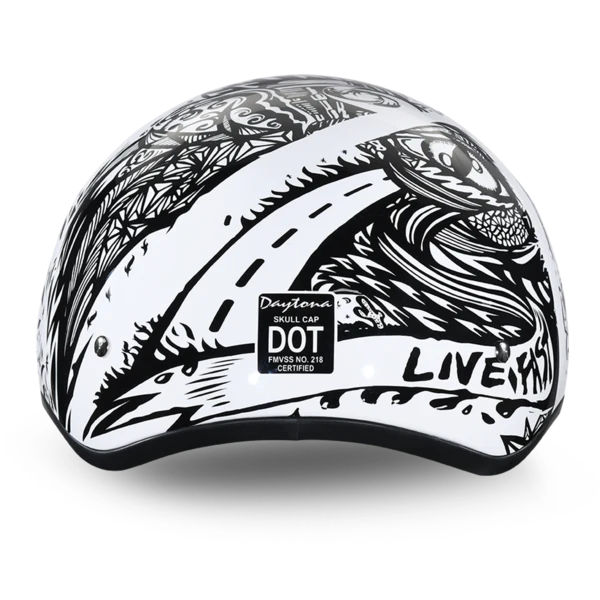 Daytona Skull Cap Live Fast Motorcycle Helmet