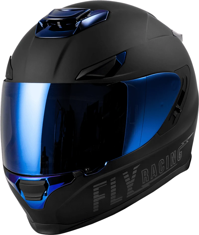 Fly Racing Sentinel Recon Matte Black-Blue Chrome Full Face Motorcycle Helmet
