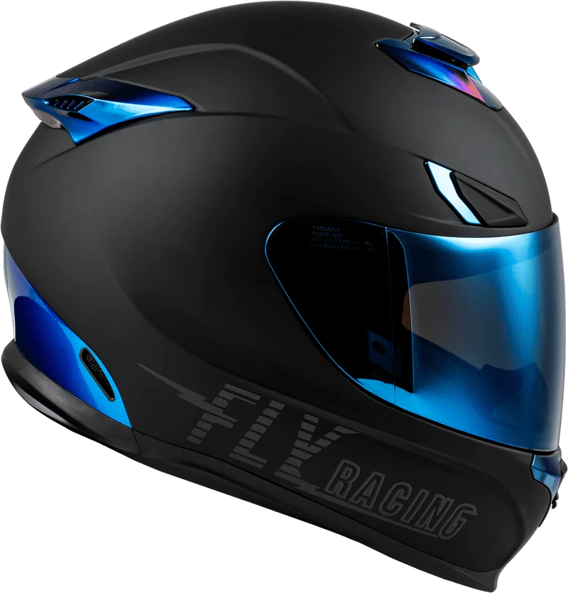 Fly Racing Sentinel Recon Matte Black-Blue Chrome Full Face Motorcycle Helmet