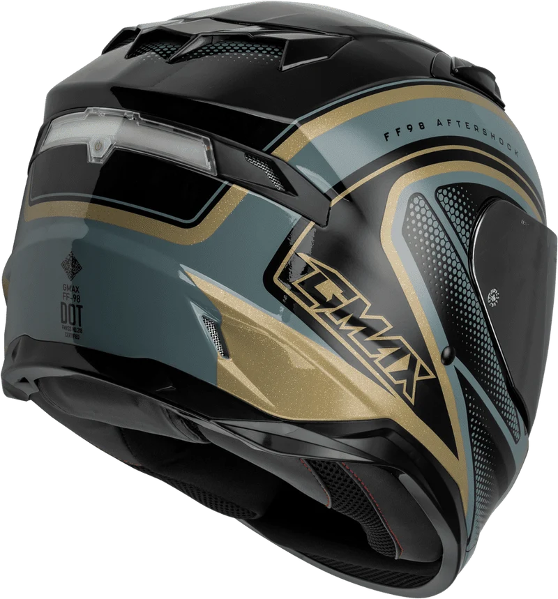 Gmax FF-98 Aftershock Grey-Mettallic Gold Full Face Motorcycle Helmet