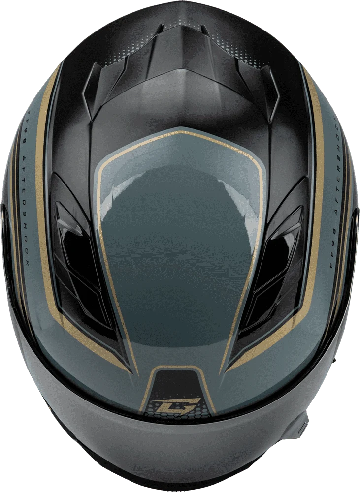 Gmax FF-98 Aftershock Grey-Mettallic Gold Full Face Motorcycle Helmet