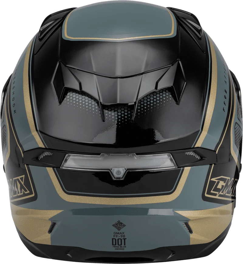Gmax FF-98 Aftershock Grey-Mettallic Gold Full Face Motorcycle Helmet