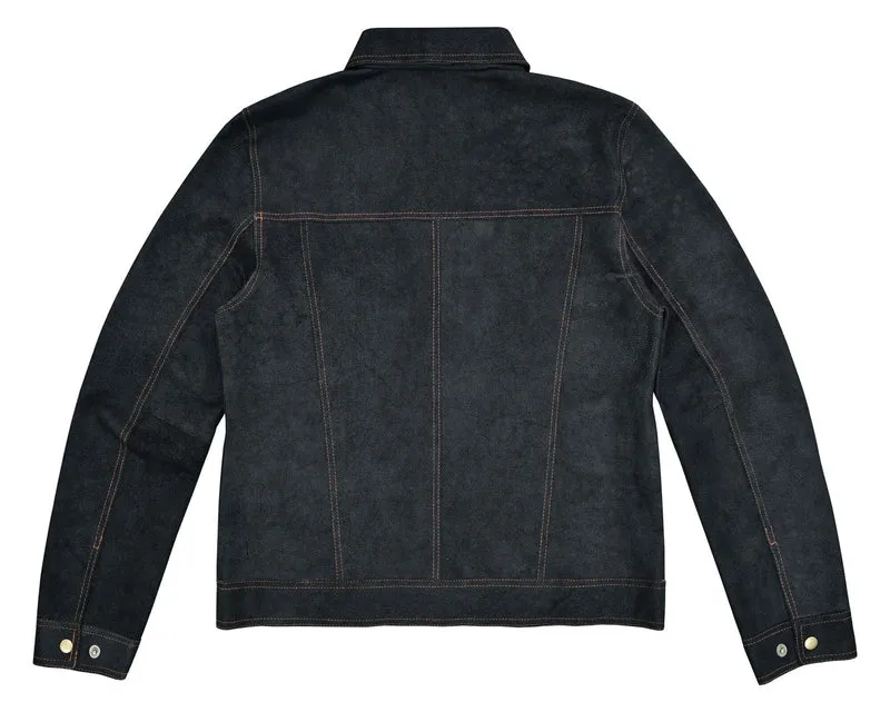 Rancher Goat Suede Trucker Black Leather Jacket