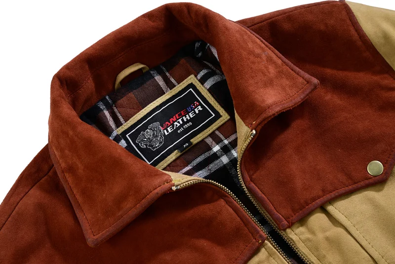 Men's Western Goat Suede Two-Tone Leather Jacket