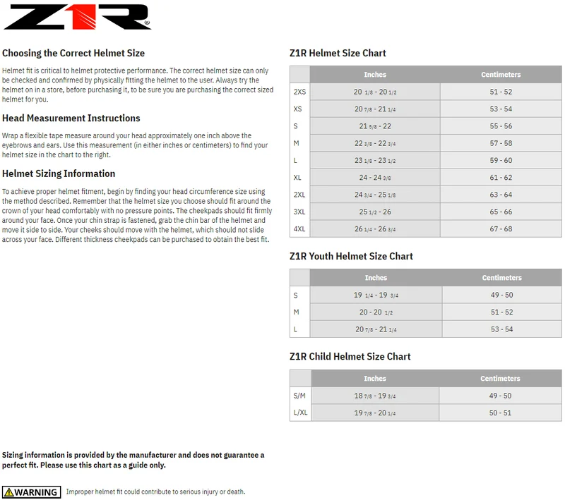 Z1R Warrant PAC Full Face Motorcycle Helmet