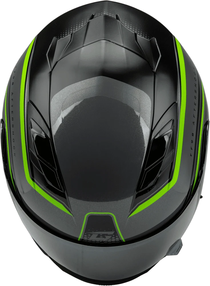 Gmax FF-98 Aftershock Grey-Neon Green Full Face Motorcycle Helmet