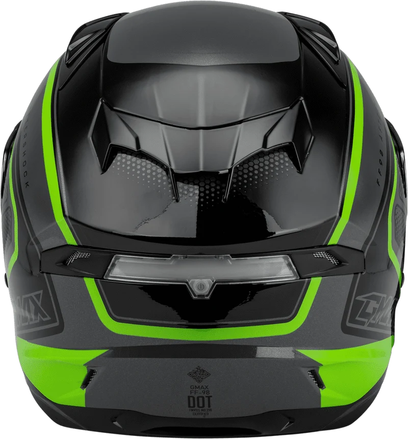 Gmax FF-98 Aftershock Grey-Neon Green Full Face Motorcycle Helmet
