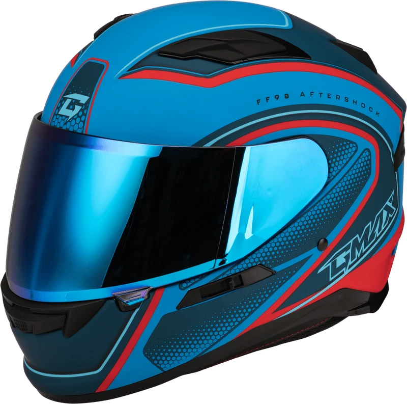 Gmax FF-98 Aftershock Matte Blue-Red Full Face Motorcycle Helmet