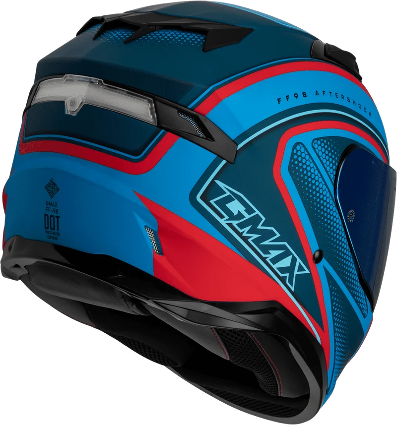Gmax FF-98 Aftershock Matte Blue-Red Full Face Motorcycle Helmet