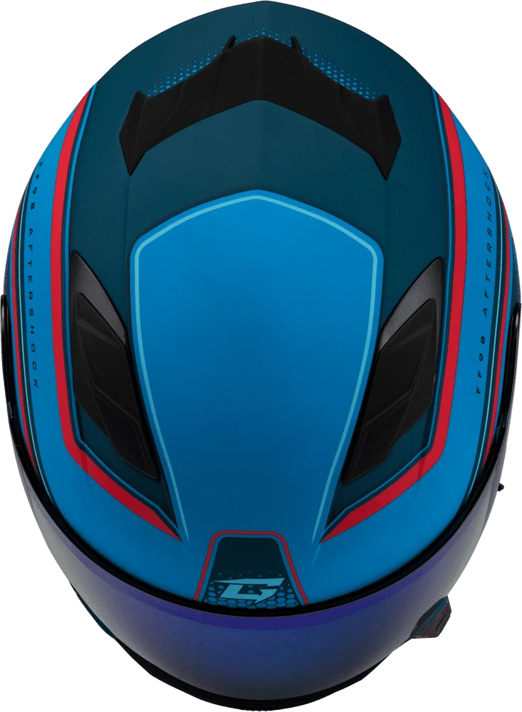 Gmax FF-98 Aftershock Matte Blue-Red Full Face Motorcycle Helmet