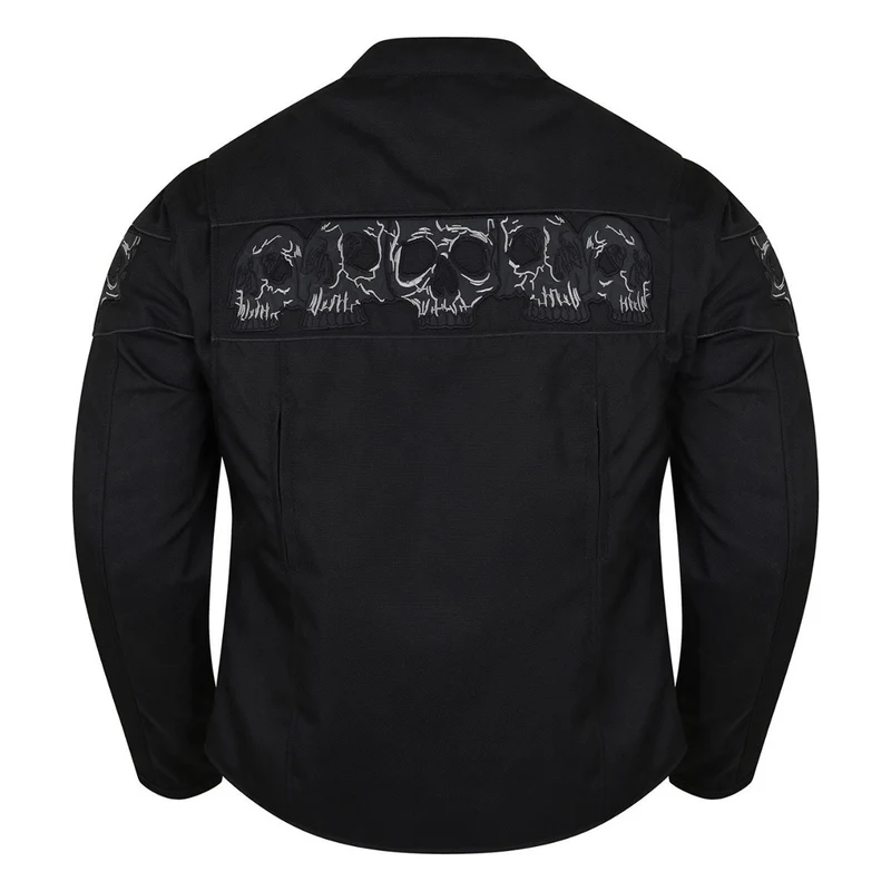 High Mileage Men's Black Reflective Skulls Textile Motorcycle Jacket w CCW Pocket