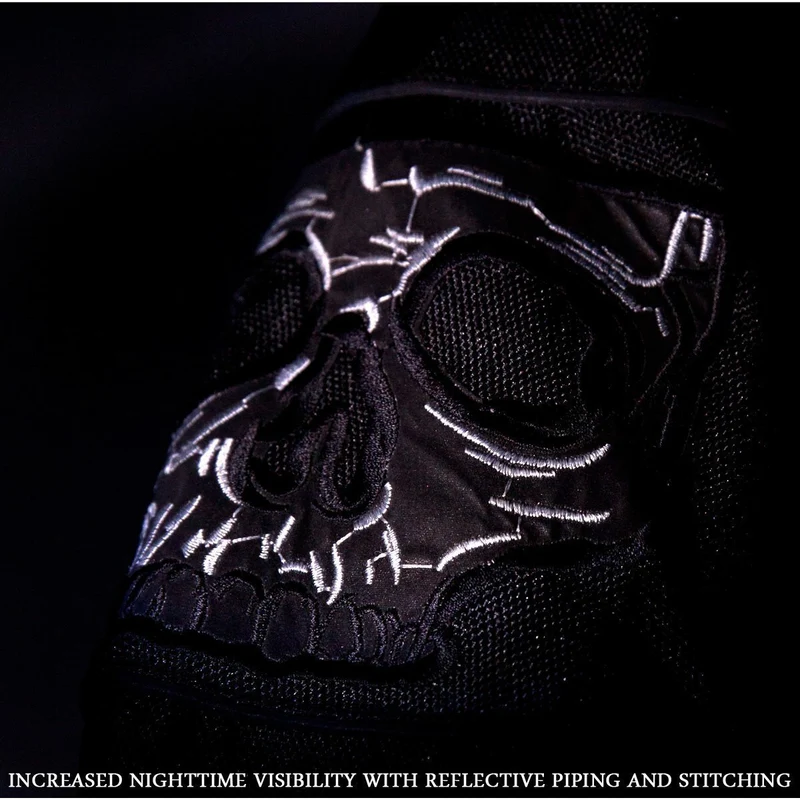 High Mileage Men's Black Reflective Skulls Textile Motorcycle Jacket w CCW Pocket