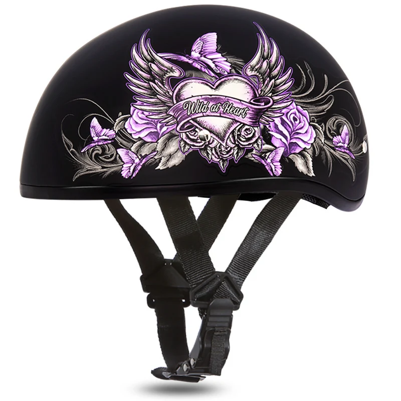 Daytona Women's Skull Cap Wild At Heart Half Face Motorcycle Helmet