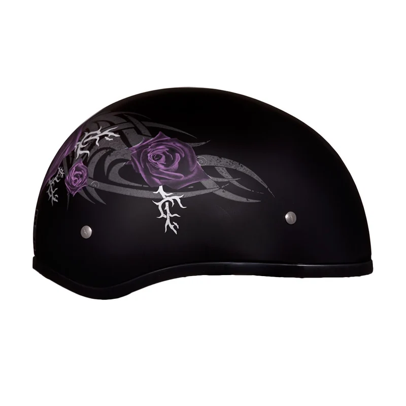 Daytona Women's Skull Cap Purple Rose Half Helmet