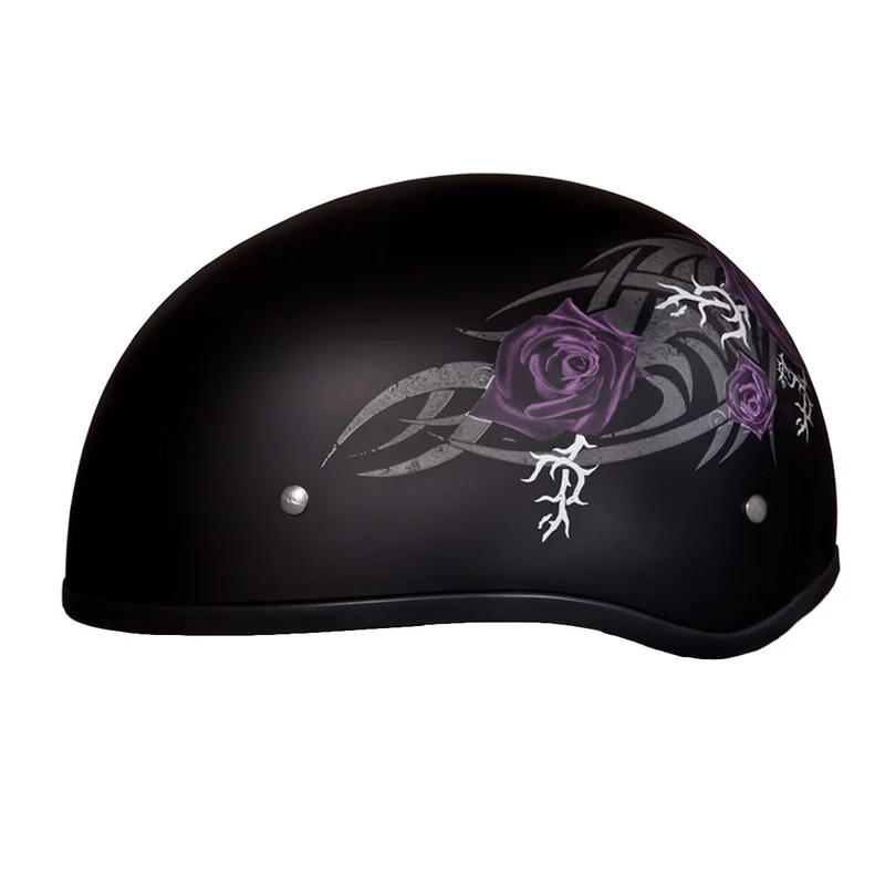 Daytona Women's Skull Cap Purple Rose Half Helmet