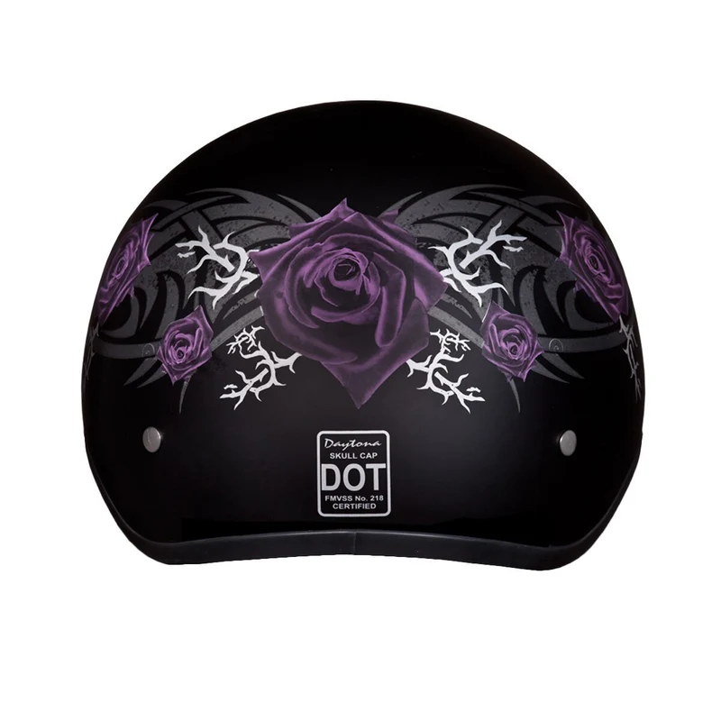 Daytona Women's Skull Cap Purple Rose Half Helmet