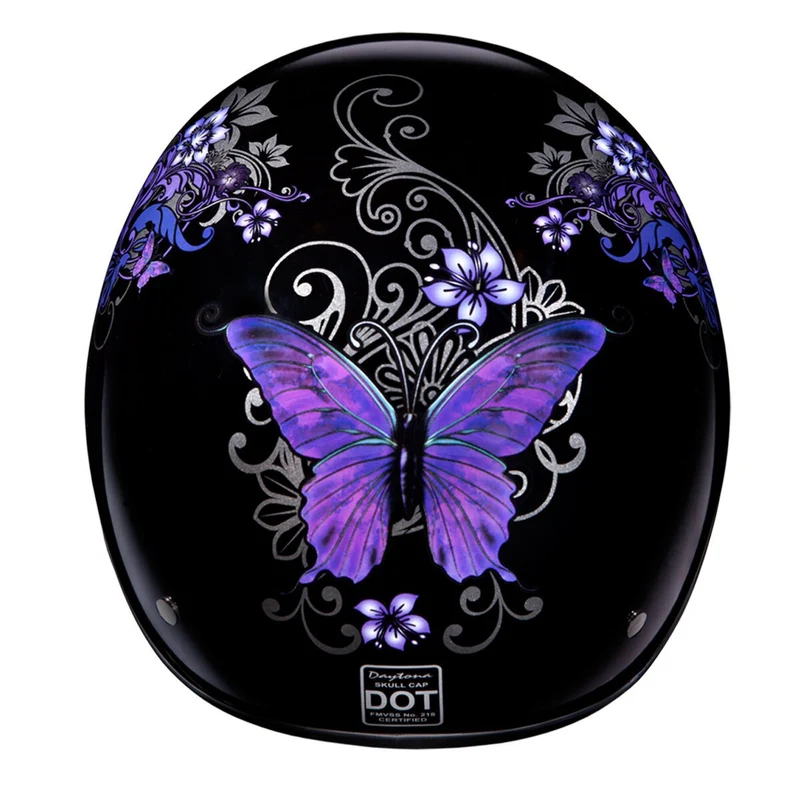 Daytona Women's Skull Cap Butterfly Half Helmet
