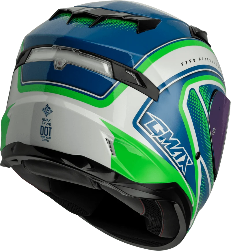 Gmax FF-98 Aftershock White-Neon Green Full Face Motorcycle Helmet