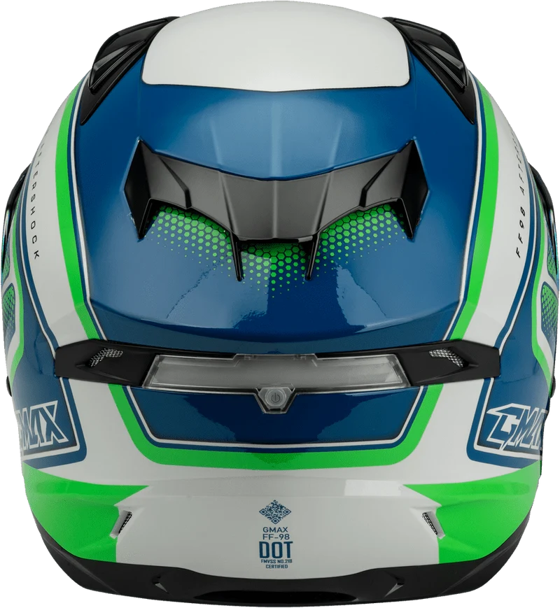 Gmax FF-98 Aftershock White-Neon Green Full Face Motorcycle Helmet