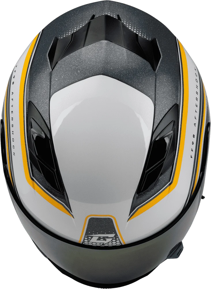Gmax FF-98 Aftershock White-Metallic Silver Full Face Motorcycle Helmet
