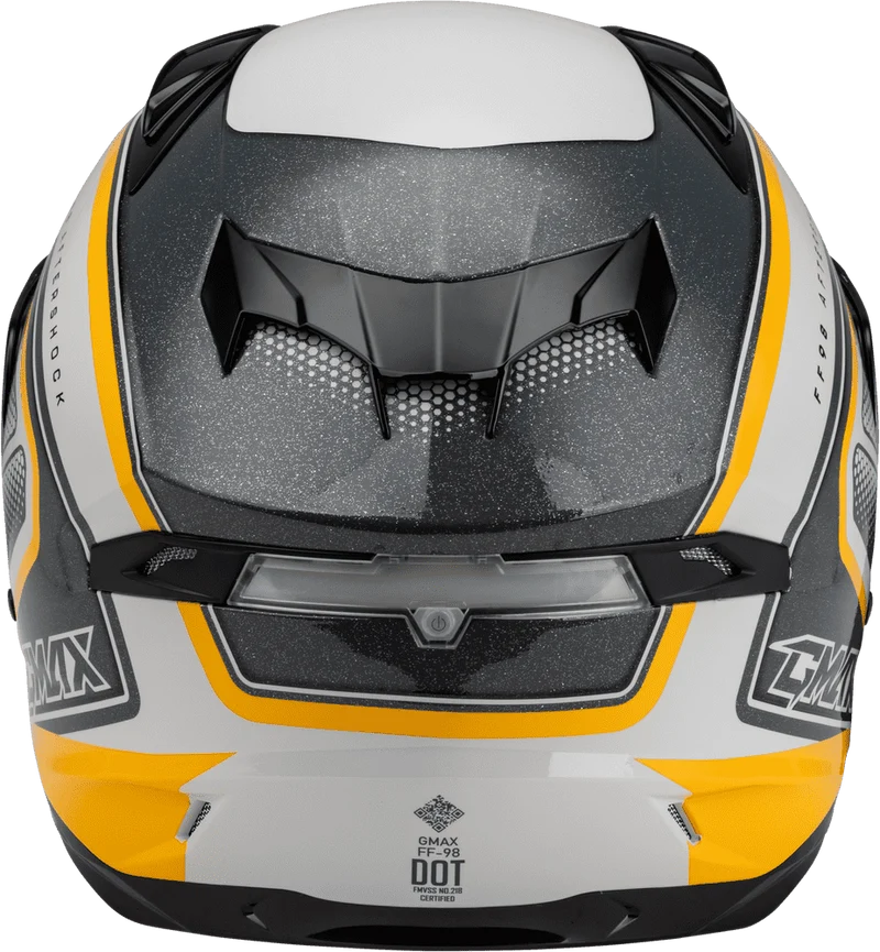 Gmax FF-98 Aftershock White-Metallic Silver Full Face Motorcycle Helmet