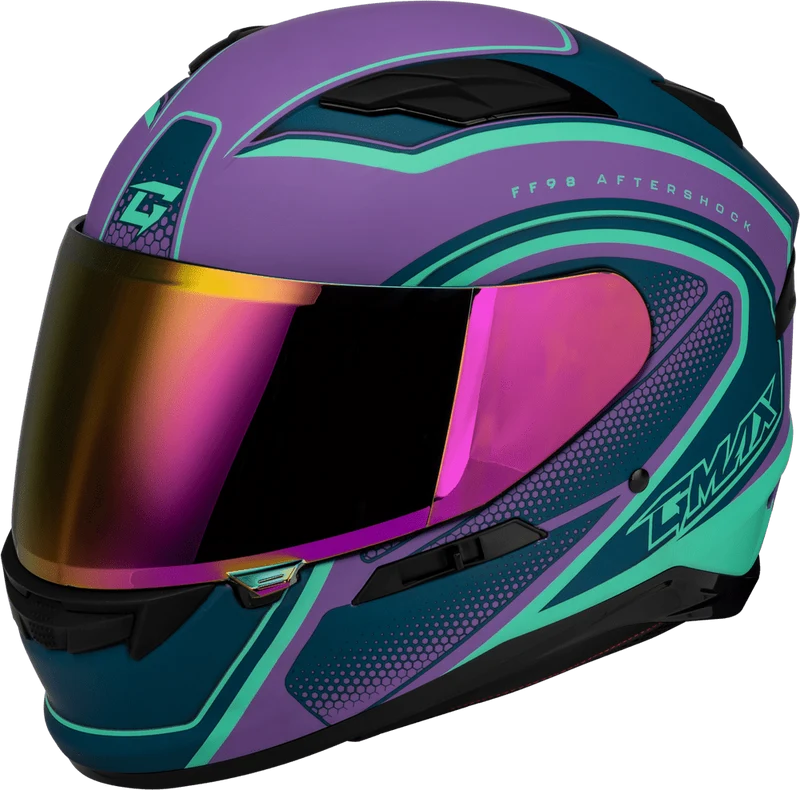 Gmax FF-98 Aftershock Purple Blue Full Face Motorcycle Helmet