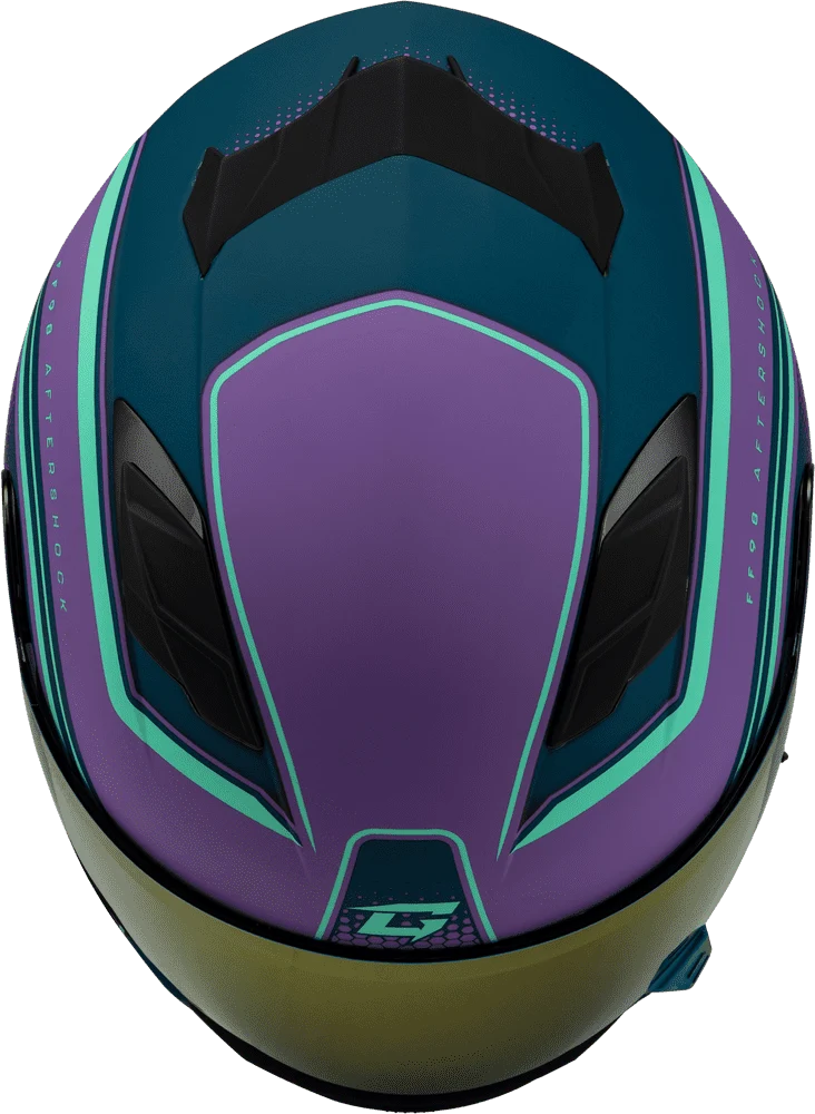 Gmax FF-98 Aftershock Purple Blue Full Face Motorcycle Helmet