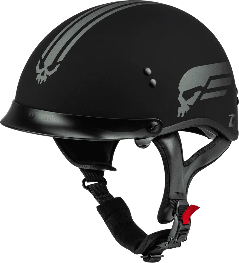 Gmax HH-65 Retribution Half Face Motorcycle Helmet with Peak Visor