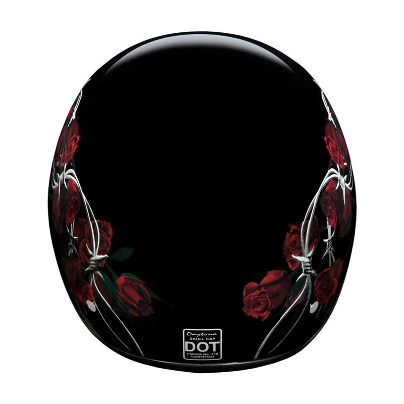 Daytona Women's Skull Cap Barbed Roses Half Helmet