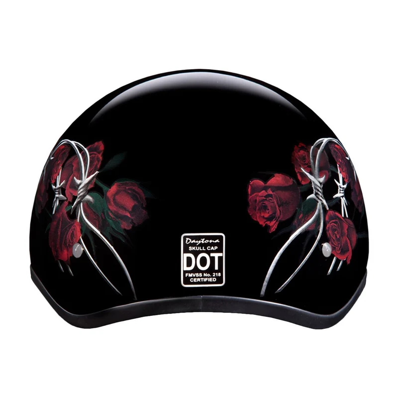 Daytona Women's Skull Cap Barbed Roses Half Helmet