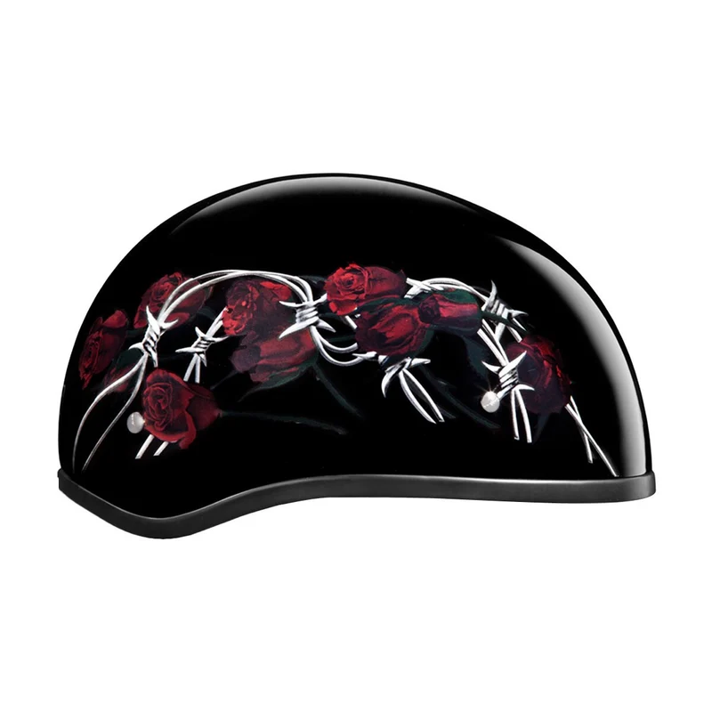 Daytona Women's Skull Cap Barbed Roses Half Helmet
