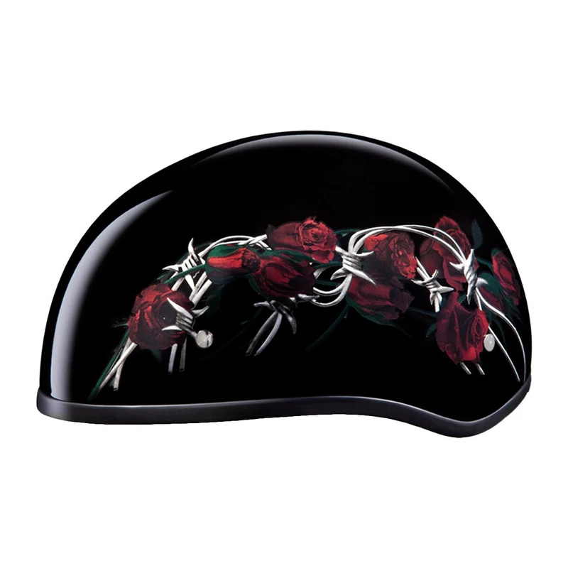 Daytona Women's Skull Cap Barbed Roses Half Helmet