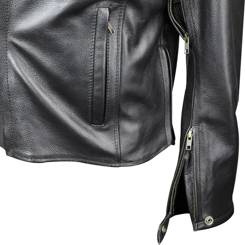Premium Cowhide Leather Motorcycle Jacket With Reflective Skull