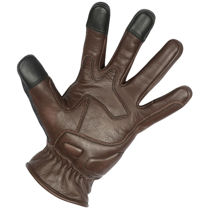 Vance Denim & Leather Motorcycle Gloves (Brown) with Touchscreen Capability