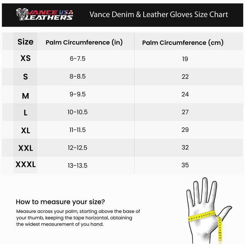 Vance Denim & Leather Motorcycle Gloves (Brown) with Touchscreen Capability