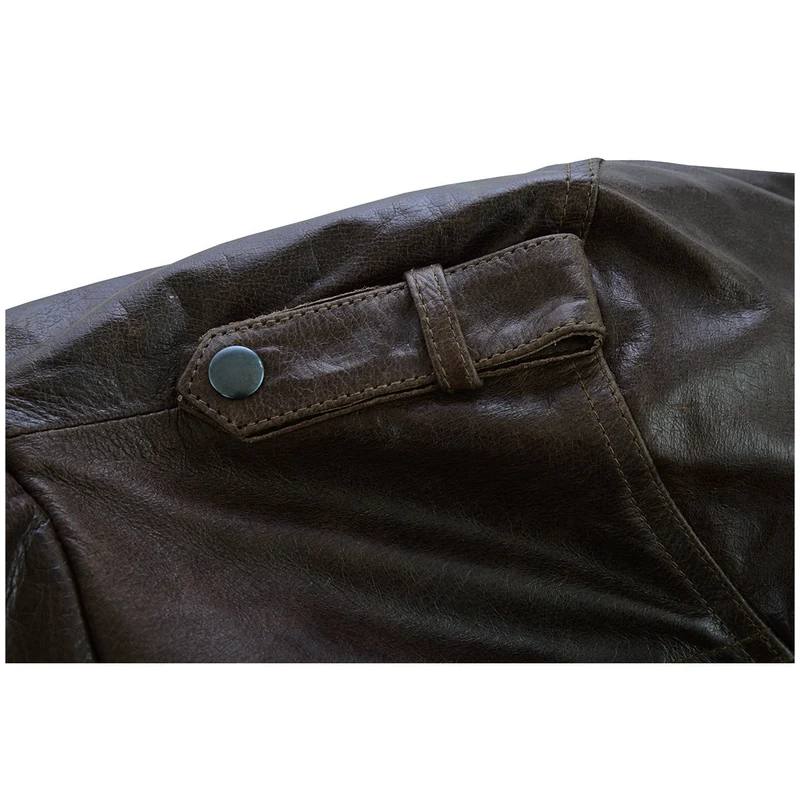 Vance Leather Mens Vincent Brown Waxed Premium Cowhide Motorcycle Leather Jacket