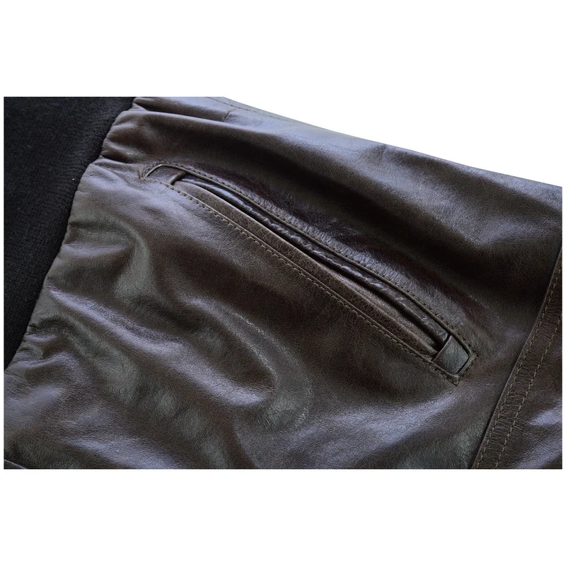 Vance Leather Mens Vincent Brown Waxed Premium Cowhide Motorcycle Leather Jacket