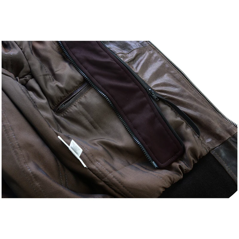 Vance Leather Mens Vincent Brown Waxed Premium Cowhide Motorcycle Leather Jacket