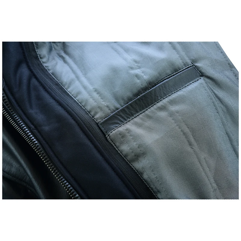 Vance Leather Mens Sven Bomber Black Waxed Premium Cowhide Motorcycle Leather Jacket with Removeable Hood